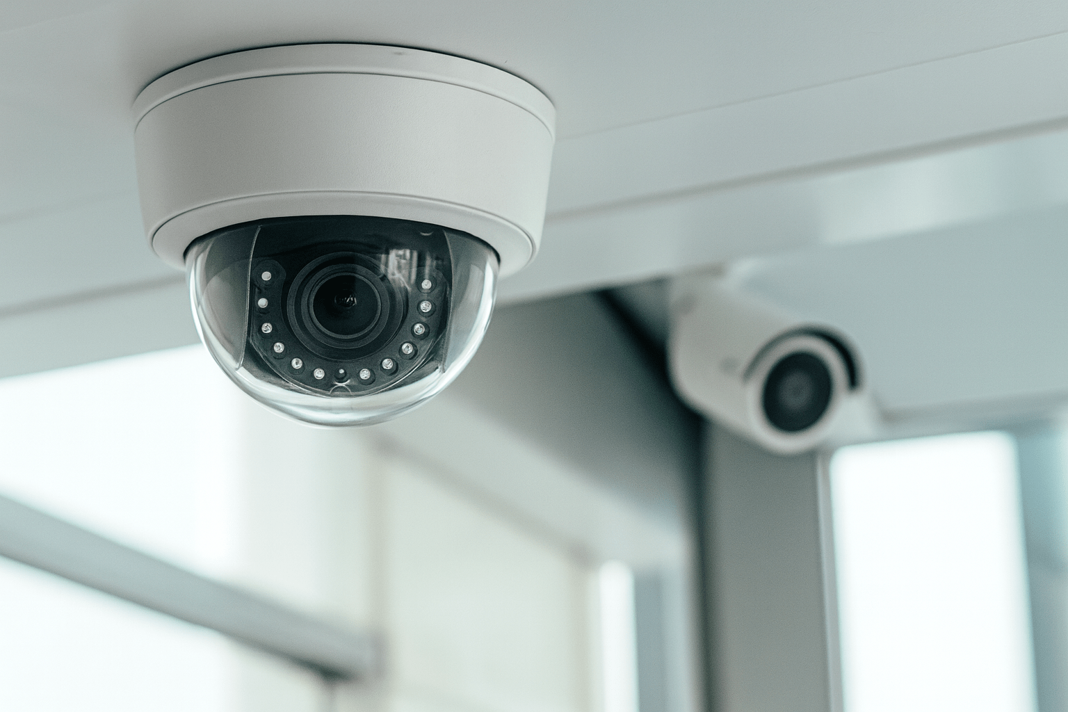 C&acirc;mera de seguran&ccedil;a instalada em parede
